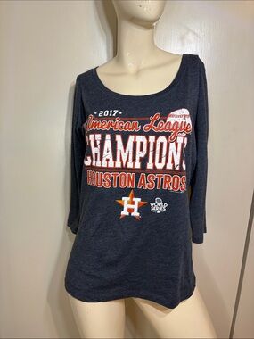 MLB Houston Astros 2017 American League Champions Gray Long Sleeve Tee Sz XL NWT